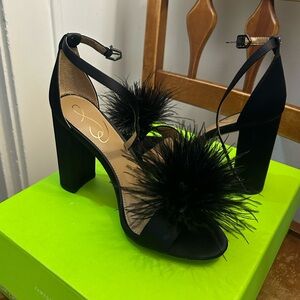 Sam Edelman Black Feathered Heels